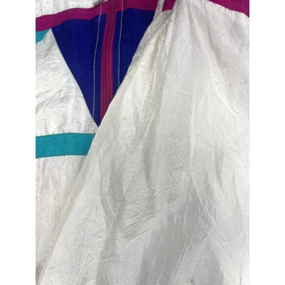 VTG 1980s BOLD SPIRIT Womens SMALL Jewel Tone Nylon Zip-Up Windbreaker JACKET - Picture 4 of 10